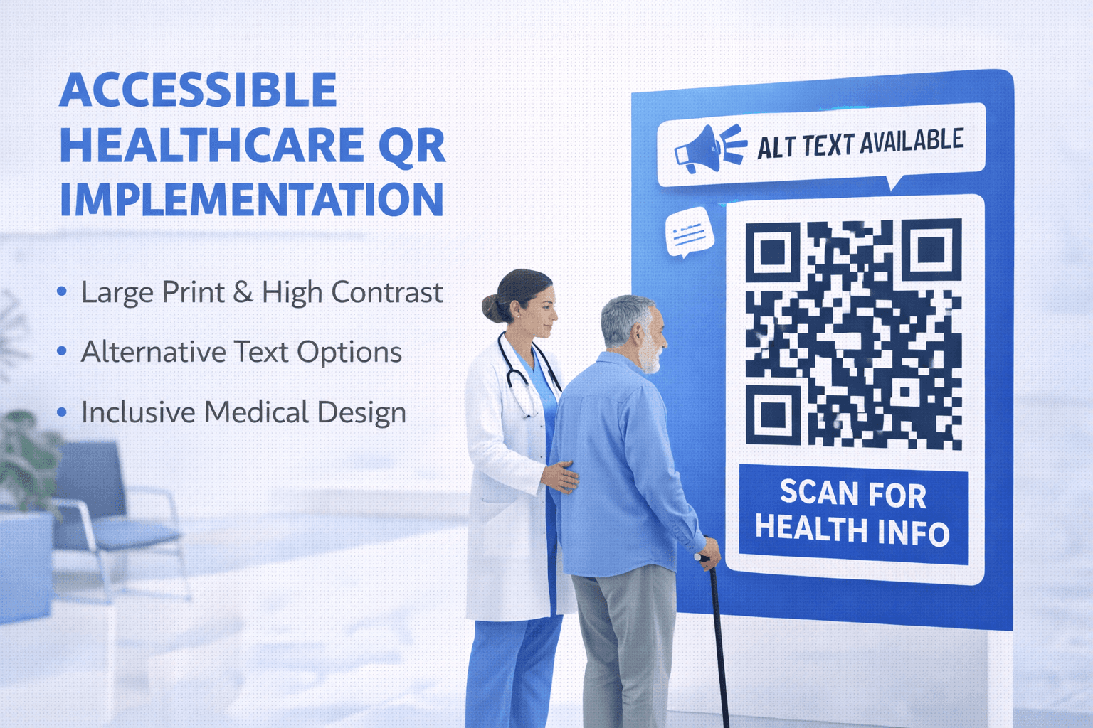 Accessible QR code placement in healthcare