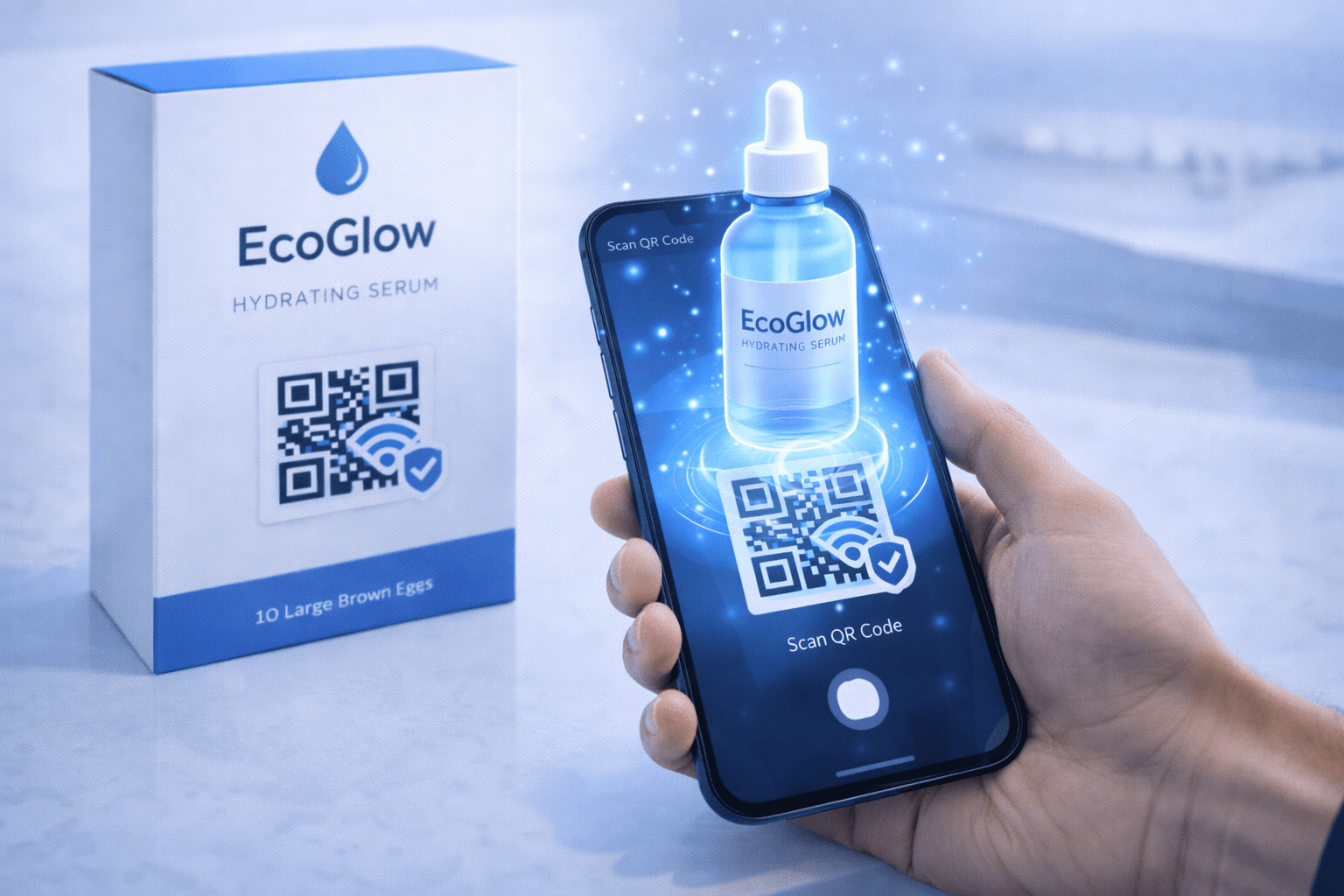 AR experience triggered by QR code on product