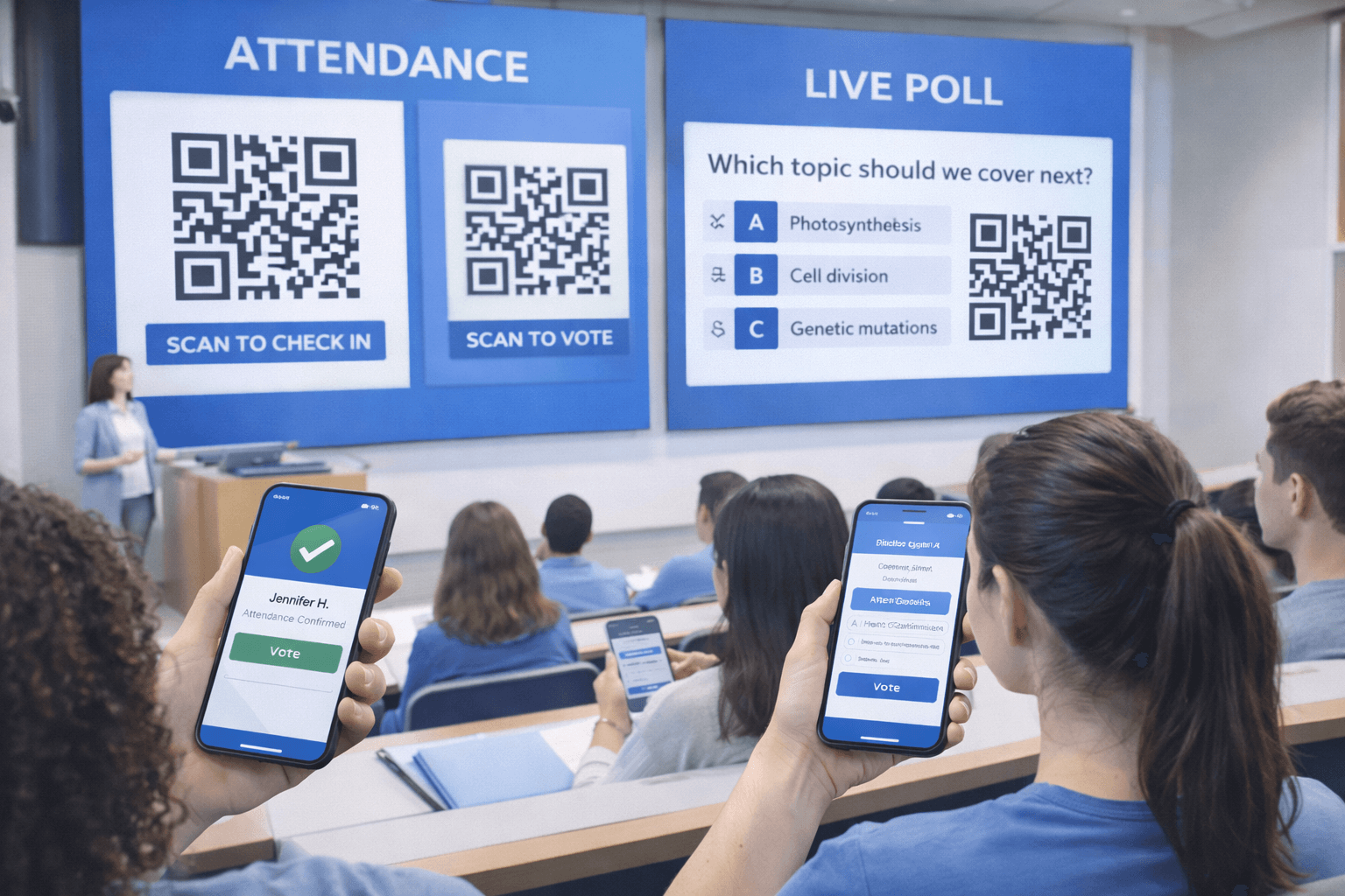 QR codes for attendance and engagement tracking