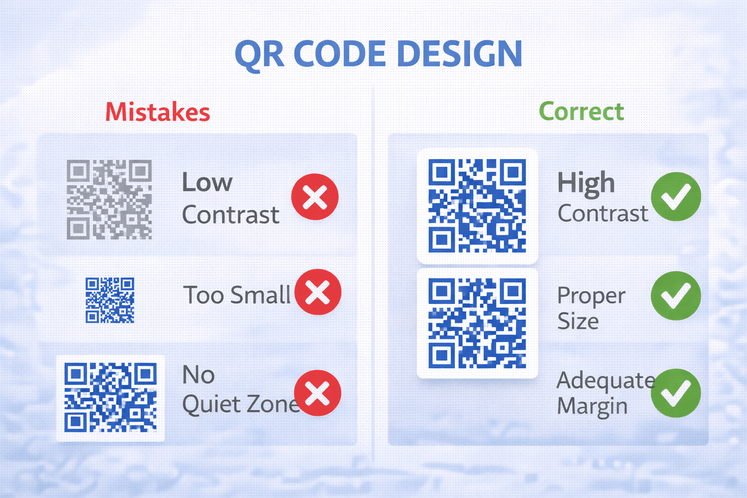 Examples of QR code design mistakes