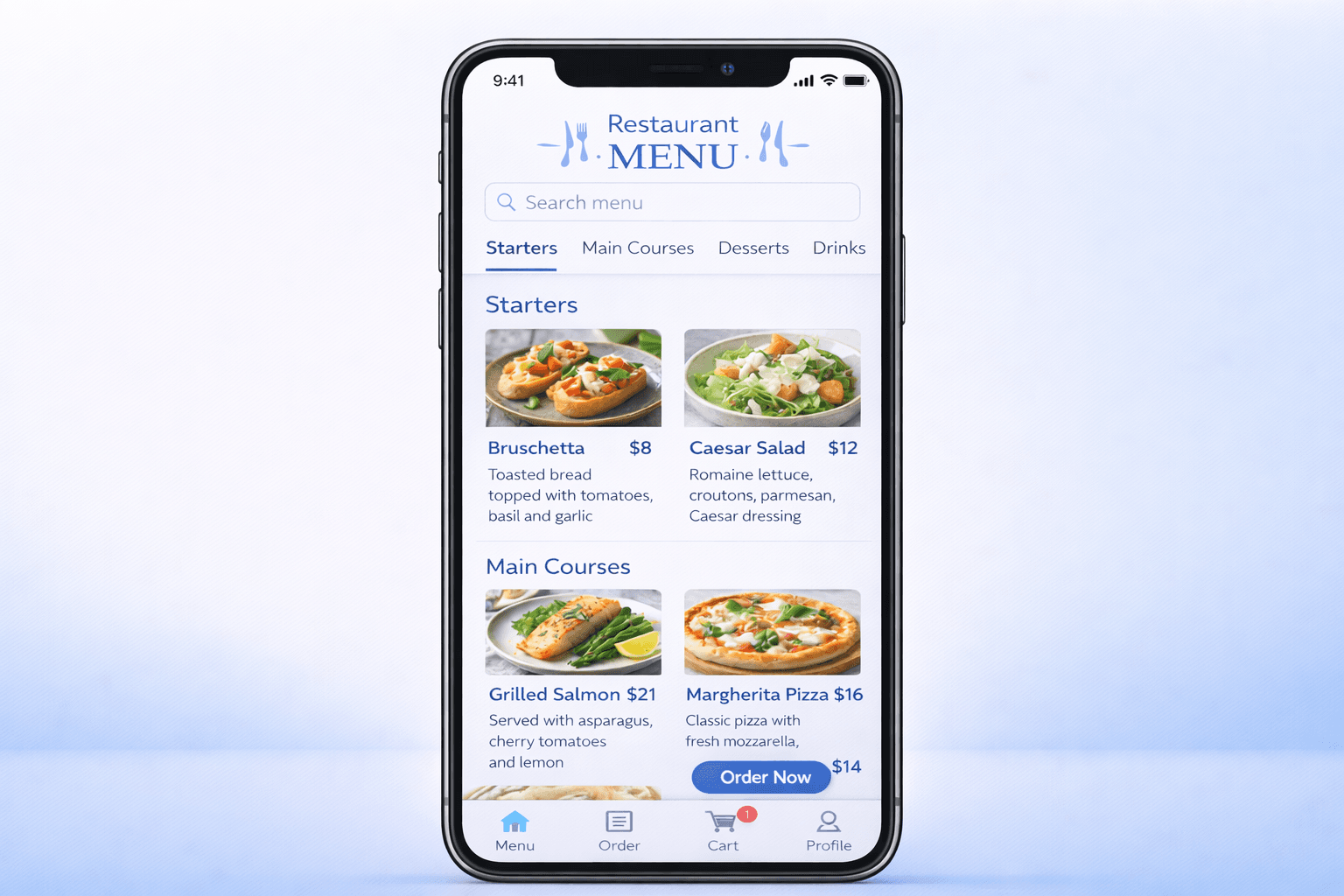 Example of well-designed mobile menu layout