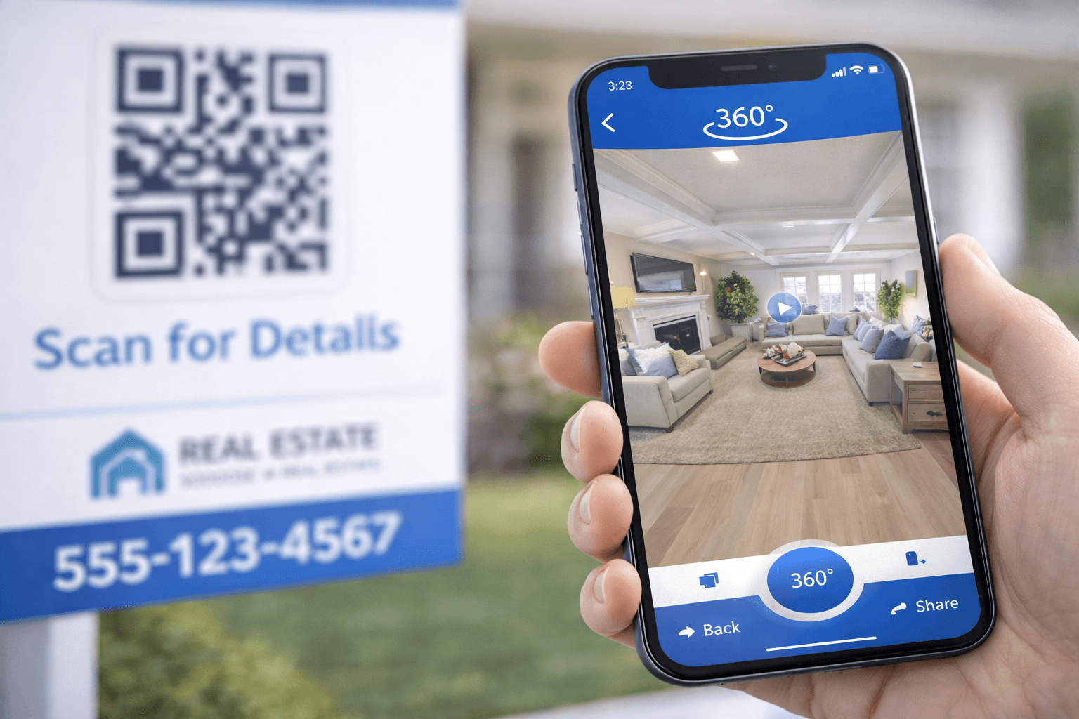 QR code linking to property virtual tour