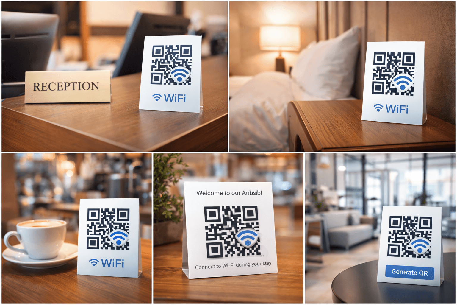 Various WiFi QR code placement options