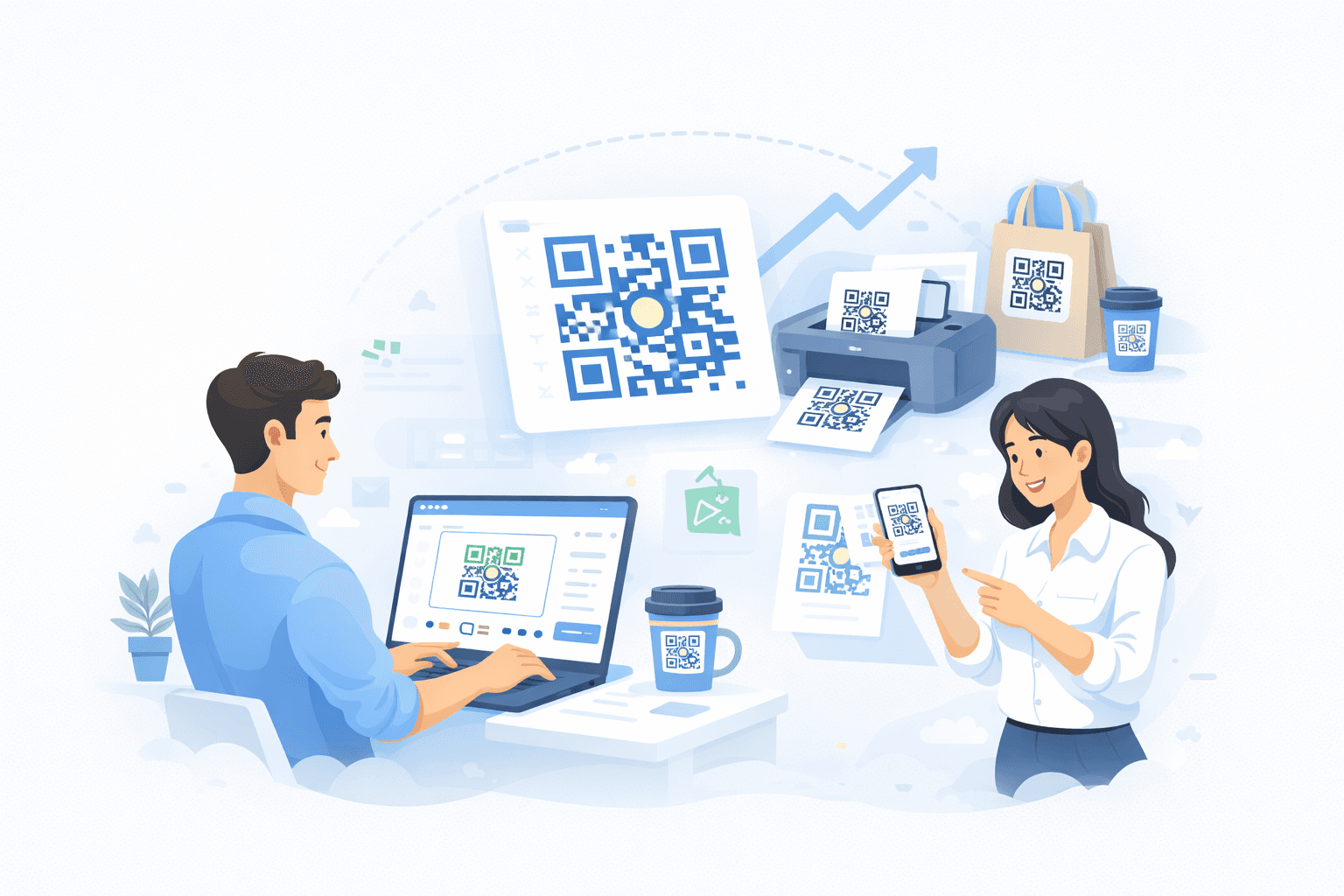 QR Code illustration showing professional dynamic QR codes for business