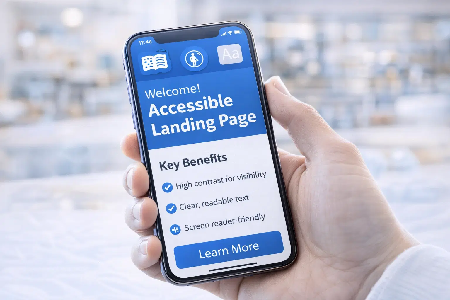 Example of accessible mobile landing page