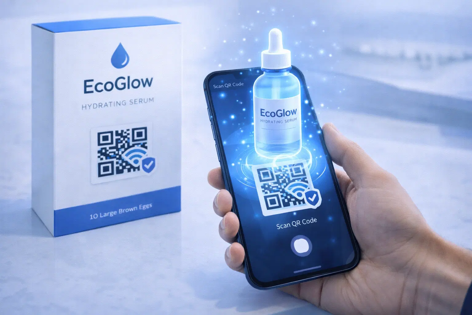 AR experience triggered by QR code on product