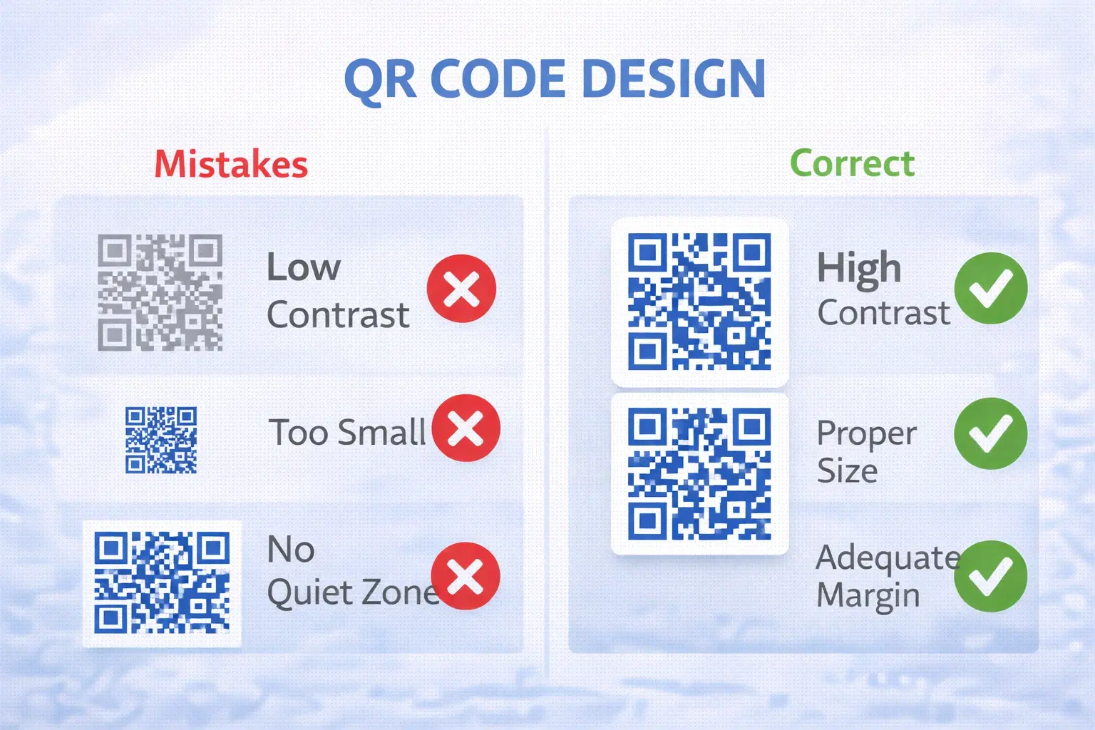 Examples of QR code design mistakes